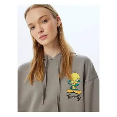 Koton Tweety Oversize Sweatshirt Hooded Back Printed Licensed