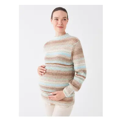 LC Waikiki Half Turtleneck Striped Long Sleeve Maternity Knitwear Sweater