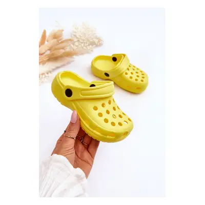 Kids Foam Crocs Slides Yellow Percy