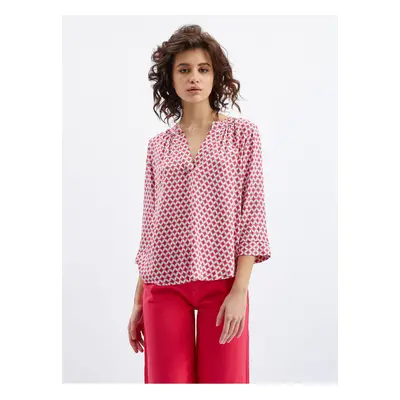 Orsay White & Pink Ladies Patterned Blouse - Ladies