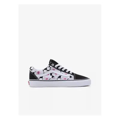 Black & White Women Floral Suede Sneakers VANS Old Skool - Women