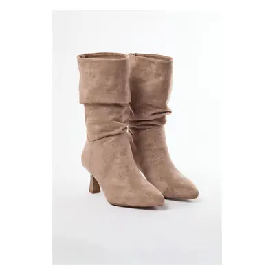 Trendyol Mink Gusseted Short Heeled Women's Boots