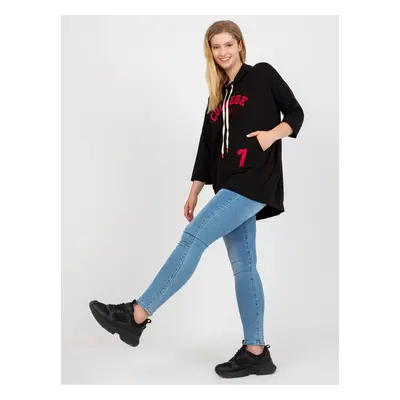 Black long blouse plus size with patches