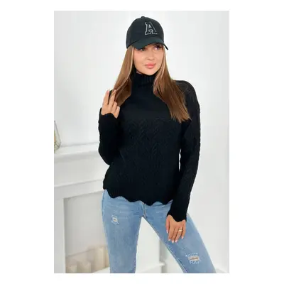 Black sweater with decorative ruffle