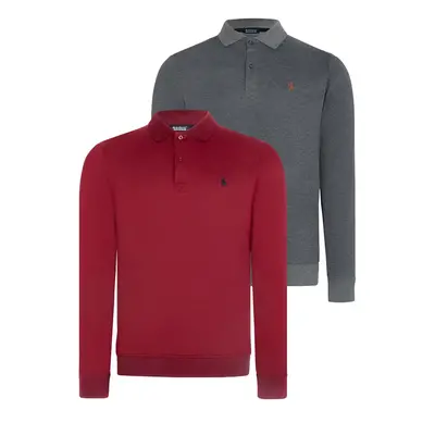 DOUBLE SET V4007 DEWBERRY MEN'S SWEATSHIRT-BURGUNDY-ANTHRACITE