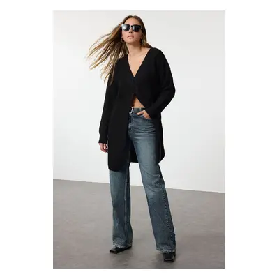 Trendyol Black Long Basic Knitted Cardigan