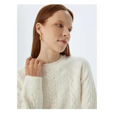 Koton Knitted Sweater Hair Knit Textured Long Sleeve Crew Neck