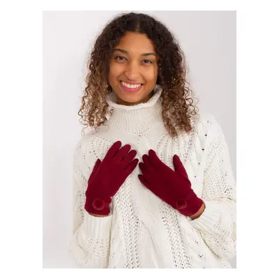 Burgundy women's gloves with belt