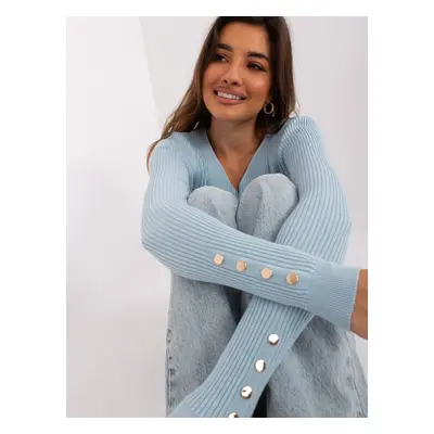 Light blue classic sweater with neckline