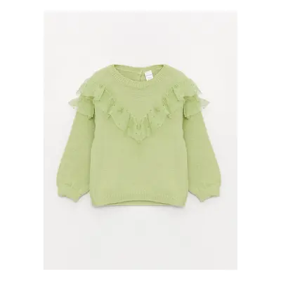 LC Waikiki Crew Neck Long Sleeve Ruffle Detail Baby Girl Knitwear Sweater