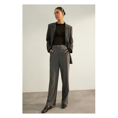 Trendyol Anthracite Premium Quality Wide Leg Woven Trousers