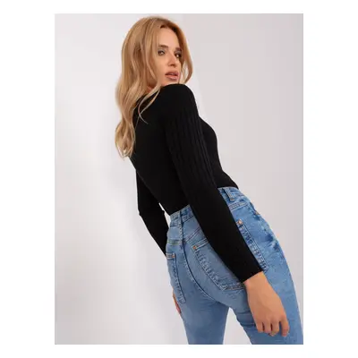 Black women's classic sweater with viscose