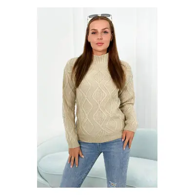 Sweater with decorative beige fabric