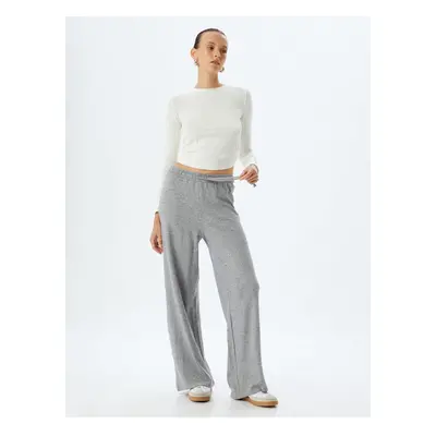 Koton Straight Wide Leg Sweatpants with Tie Waist