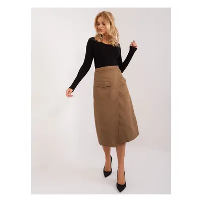 Brown midi cargo skirt with lining