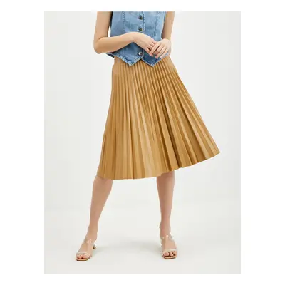 Orsay Light Brown Women's Leatherette Pleated Skirt - Ladies