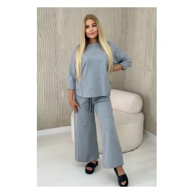 Set of Punto Milano winter sweatshirt + wide-leg pants gray