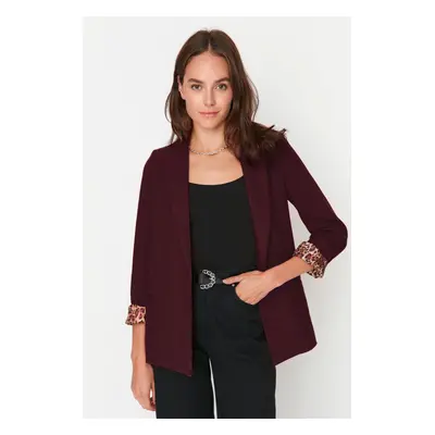 Trendyol Claret Red Regular Leopard Lined Detail Blazer Jacket