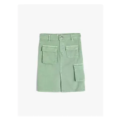 Koton 4SKG70013AD Cotton Girl's Skirt GREEN