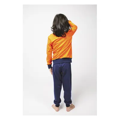 Remek boys' pyjamas, long sleeves, long legs - orange/navy blue