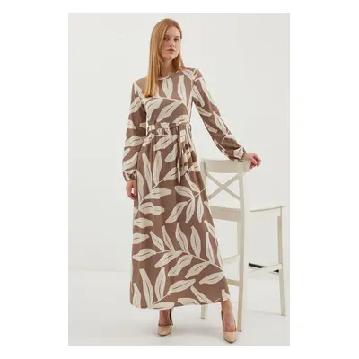 Bigdart Patterned Long Knitted Dress - Beige