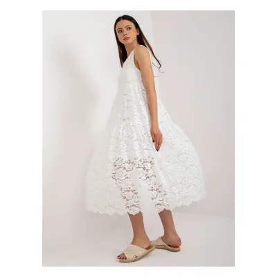 White flared dress with ruffle OCH BELLA