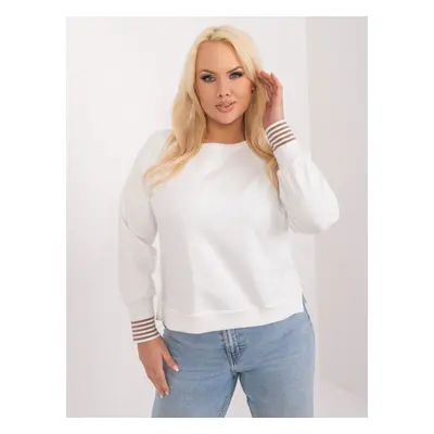 Ecru plus size round neckline blouse