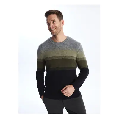 LC Waikiki Crew Neck Long Sleeve Color Block Men's Knitwear Sweater