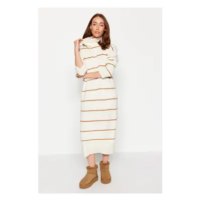 Trendyol Stone Maxi Knitwear Wide Pattern Soft Texture Dress