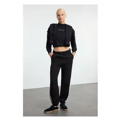 Trendyol Black Color Block Elasticized Knitted Sweatpants