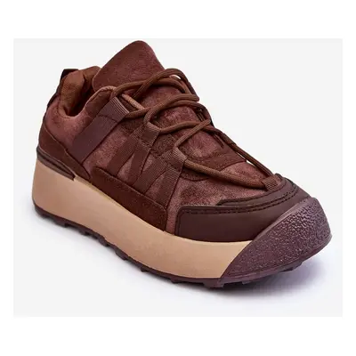 Women's suede sports shoes on the Brown Rohan platform