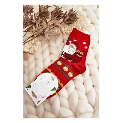 Women's socks with Santa Claus Red