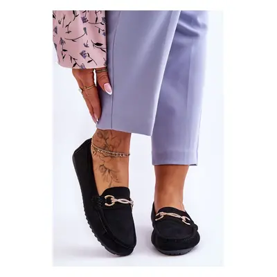 Classic suede loafers with Black Amera embellishment