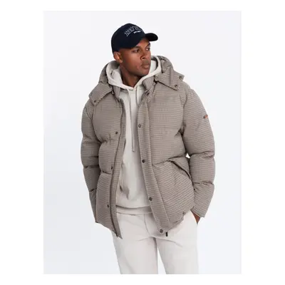 Ombre Heavily insulated men's peplum puffer jacket - brown