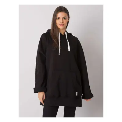 RUE PARIS Black hoodie with kangaroo