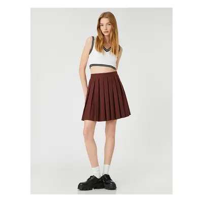 Koton Pleated Mini Skirt With Zipper Closure