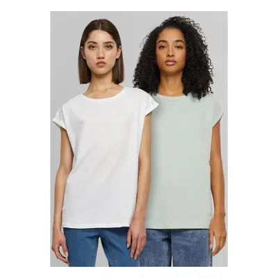 Women's T-Shirt Extended Shoulder Tee - 2pcs - Mint+White