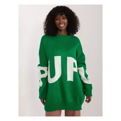 Green oversize sweater with a round neckline