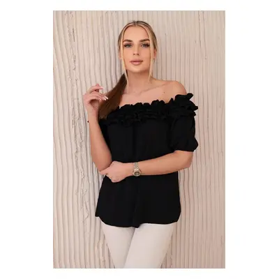 Spanish blouse with a small ruffle in black