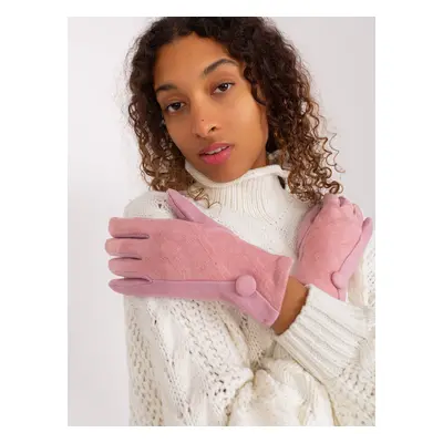 Light pink women's gloves with button