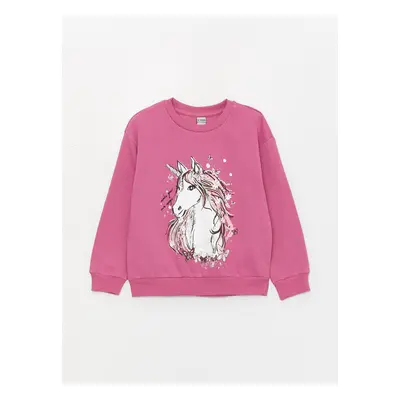 LC Waikiki Crew Neck Printed Long Sleeve Girl's Sweatshirt