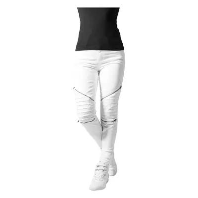 Women's stretch biker trousers white