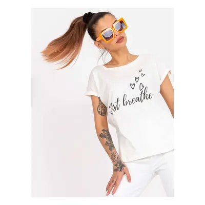 Beige women's short-sleeved T-shirt with the inscription Pole