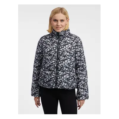 Orsay Women's Grey-Black Patterned Quilted Jacket - Women's