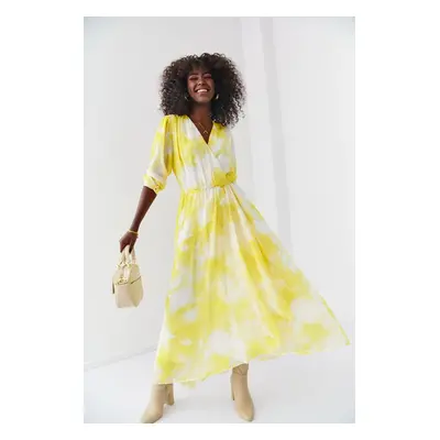 Yellow chiffon maxi dress