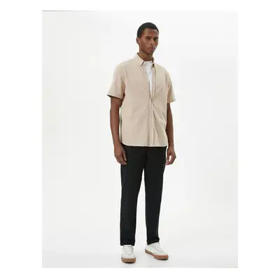 Koton Short Sleeve Shirt Thick Fabric Classic Collar