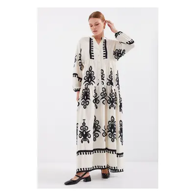 Bigdart Authentic Patterned Dress - M. Cream