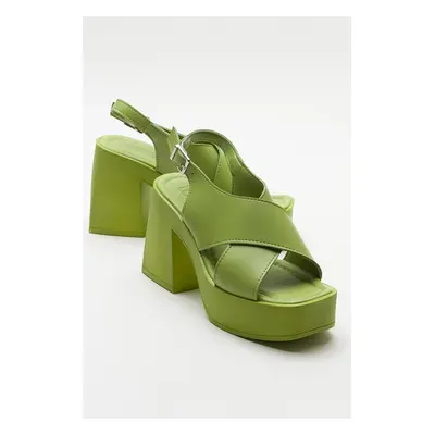 LuviShoes COVA Women's Green Heeled Sandals