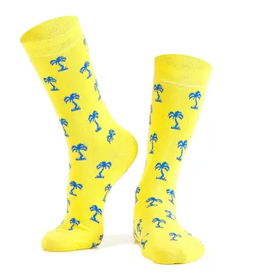 Yellow women's socks with palm trees