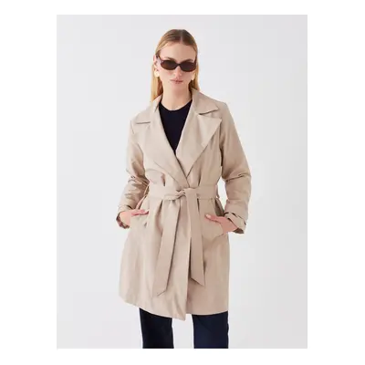 LC Waikiki Jacket Collar Plain Long Sleeve Women's Trench Coat